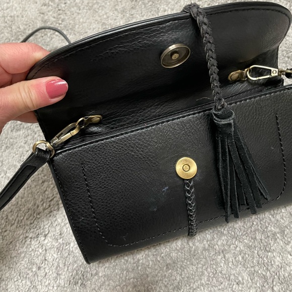 Antik Kraft Black Leather Cross Body Purse Sassy Clutch - Picture 8 of 11